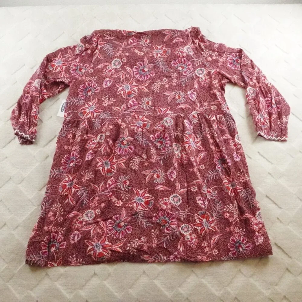 Old Navy Midi Dress Womens 2Xl Floral Print V-Neck Multi Color Long Sleeve - Picture 12 of 13